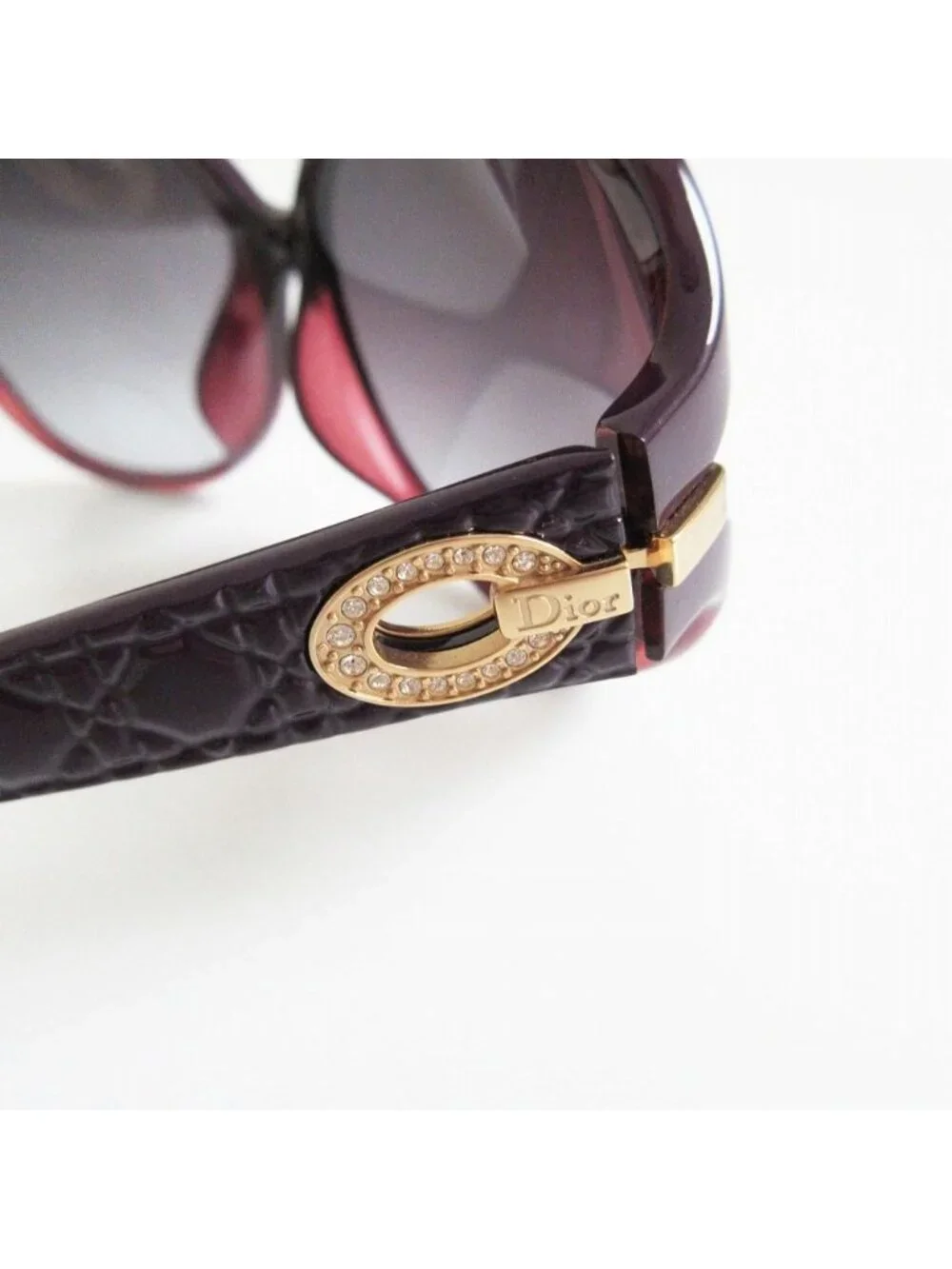 Dior Sunglasses Cannage My Lady Wellington Square Rhinestone 61 Purple Eyewear